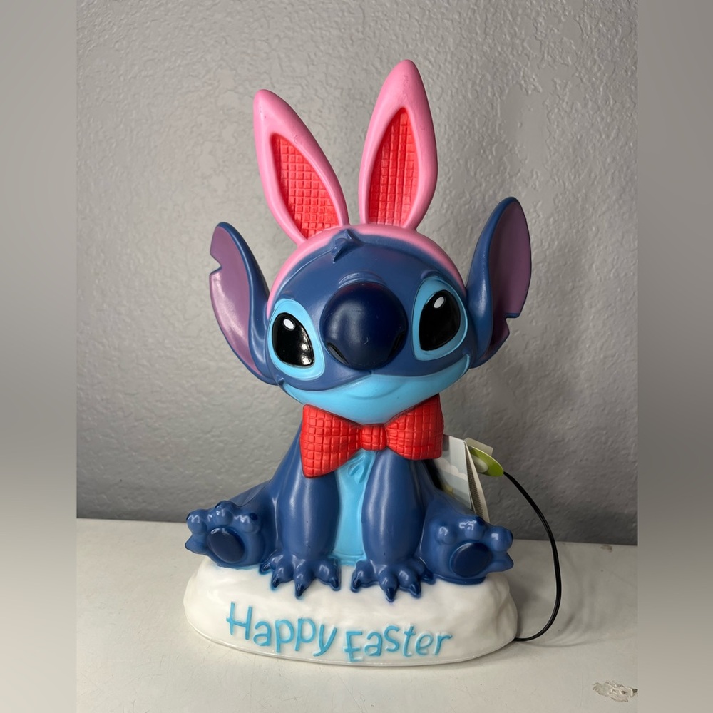 Disney Blue and Pink Stitch Holiday blow mold with light